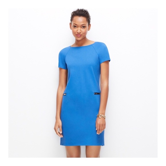 Ann Taylor Dresses & Skirts - ANN TAYLOR Blue Ponte Zipper Pocket Shift Dress XS